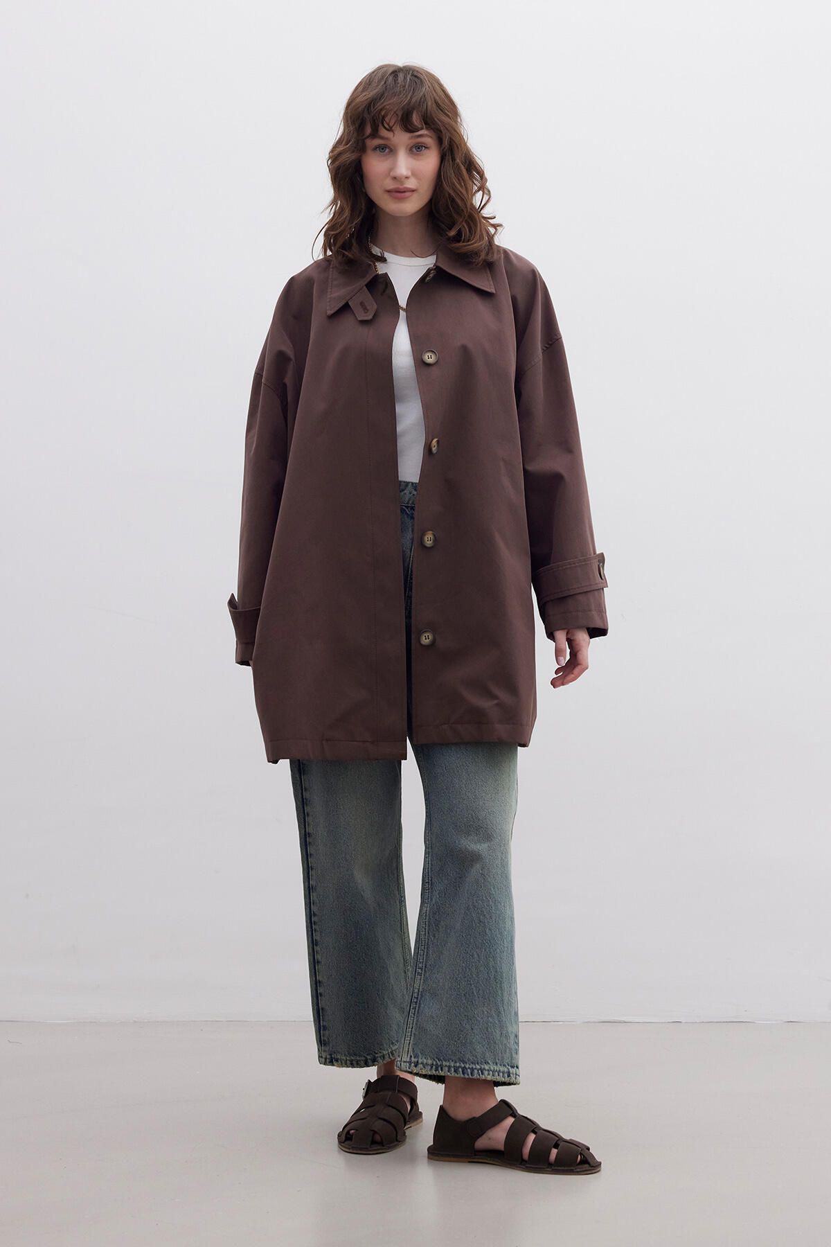 Manuka-Stockholm - Oversize Brown Trench Coat with Shawl Detail 6