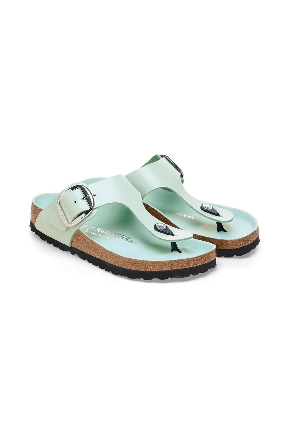 دمپایی بیرکن استاک زنانه چرم مصنوعی سبز         | Birkenstock 1026477 DE - تصویر 4