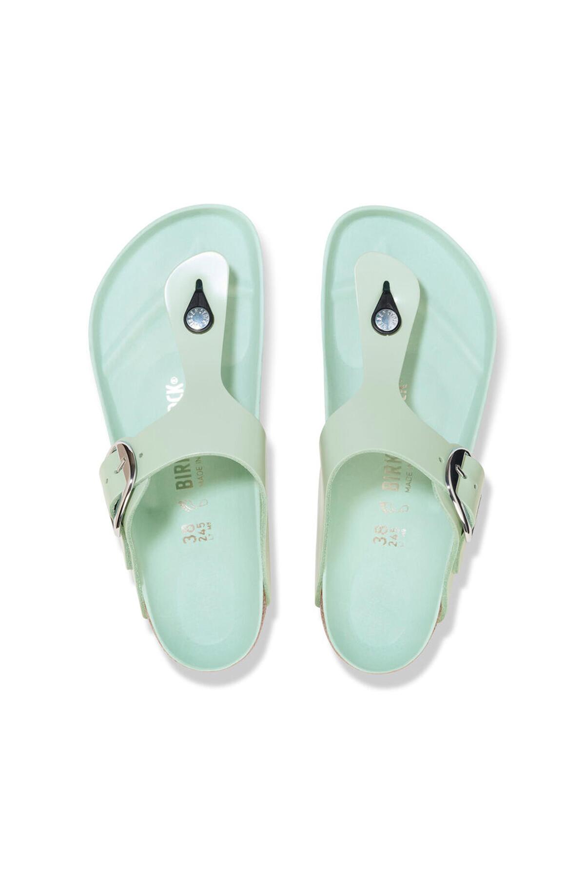 دمپایی بیرکن استاک زنانه چرم مصنوعی سبز         | Birkenstock 1026477 DE - تصویر 3