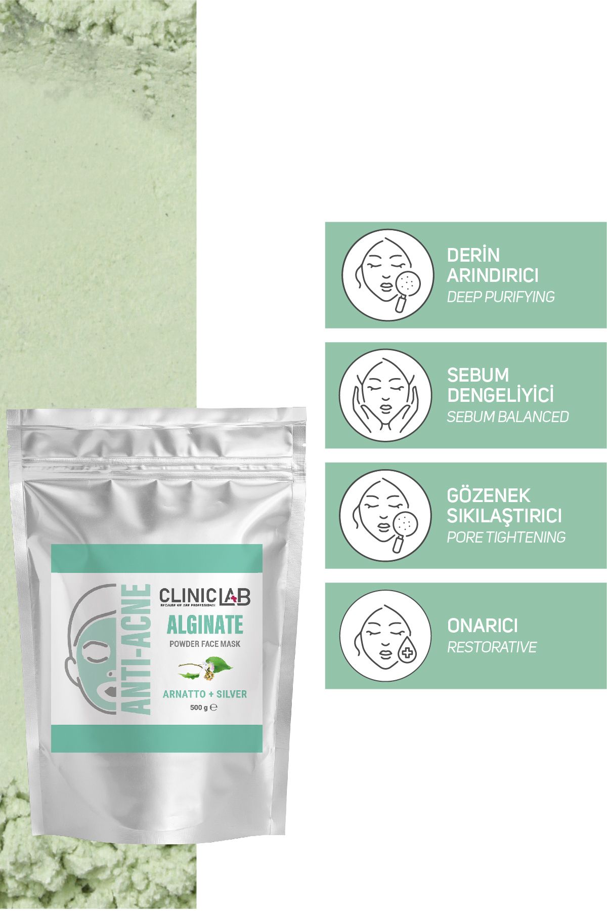 ماسک صورت ضد گرد و غبار 500 گرم (سری آلژینات اصلی) Cliniclab