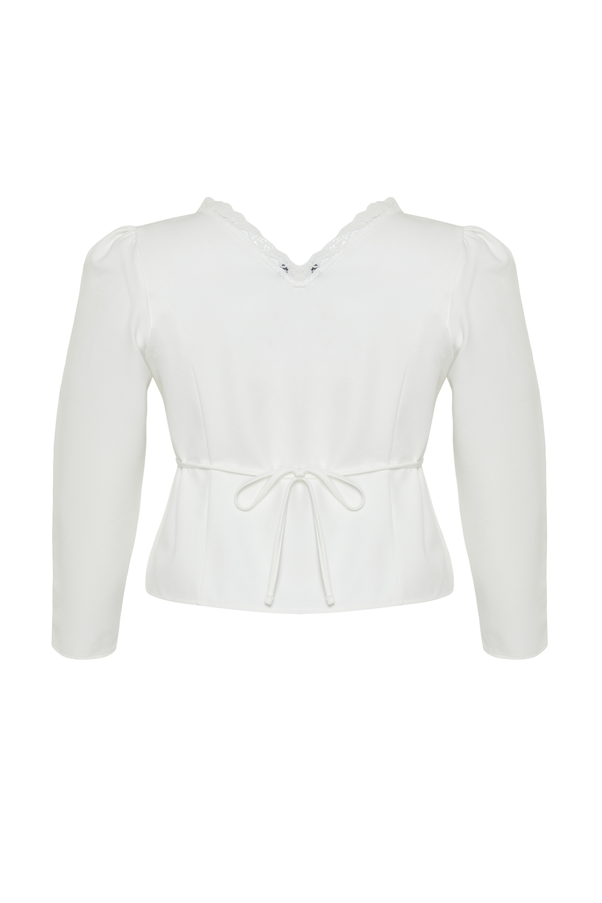 Trendyol Curve-V-Neck White Lace Plus Size Blouse - TBBSS24AF00091 8