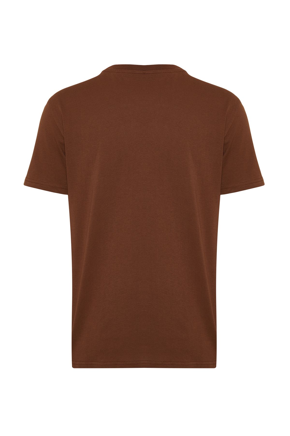Trendyol Collection-Dark Brown Cotton T-Shirt with Deer Embroidery - Regular Fit TMNSS24TS00165 8