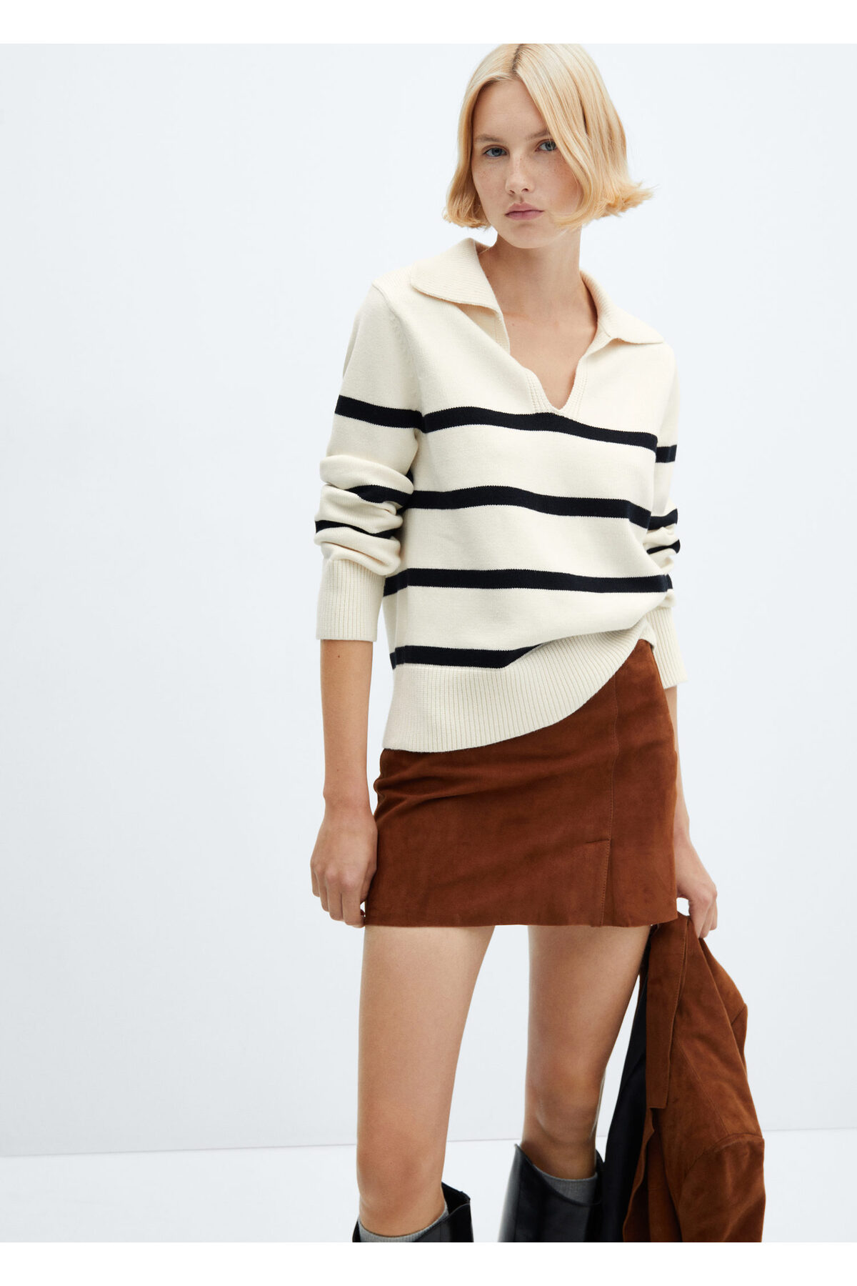 بافت و پلیور زنانه صورتی منگوMANGO | 57007754 اورجینال - تصویر 2