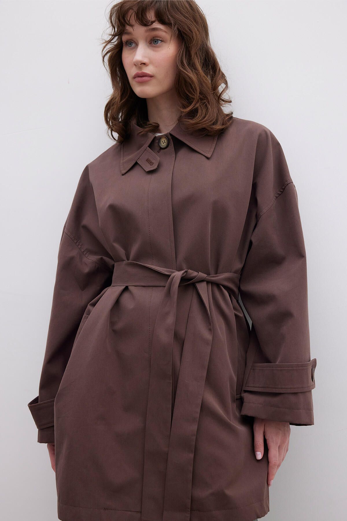 Manuka-Stockholm - Oversize Brown Trench Coat with Shawl Detail 5