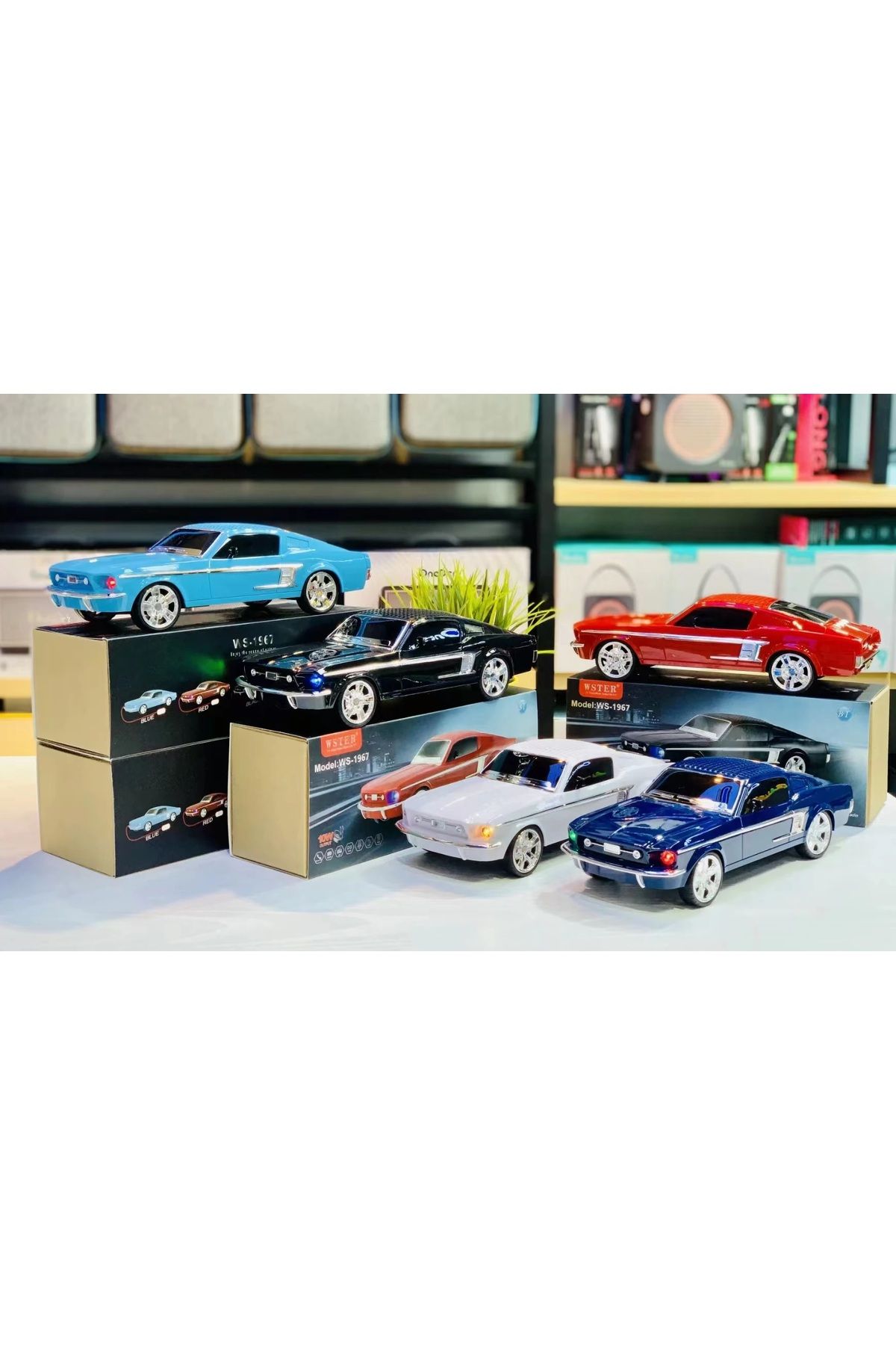 Klasik Mustang Model Araba Bluetooth Hoparlör Mp3 Müzikçalar Led Işıklı Şarjlı Speaker Beyaz #5
