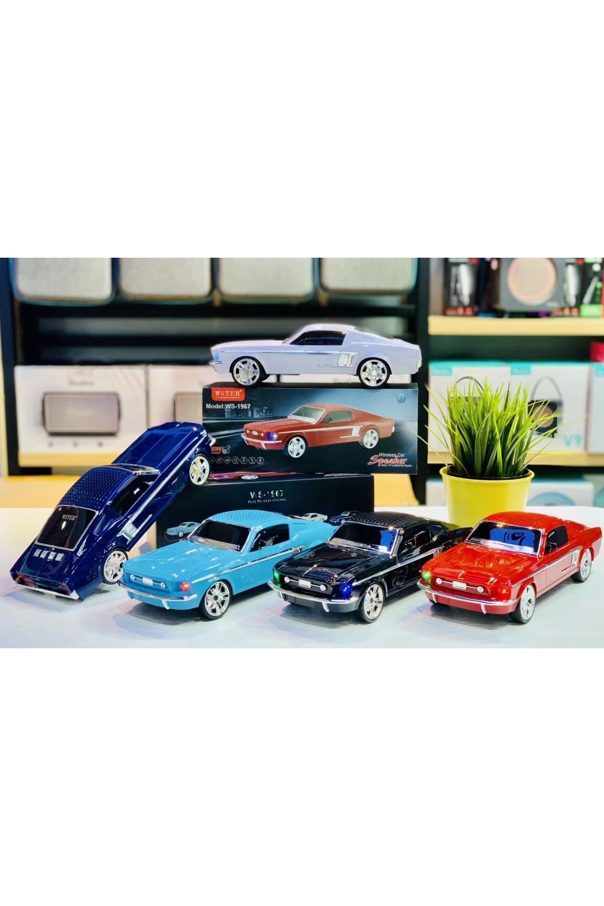 Klasik Mustang Model Araba Bluetooth Hoparlör Mp3 Müzikçalar Led Işıklı Şarjlı Speaker Beyaz #3