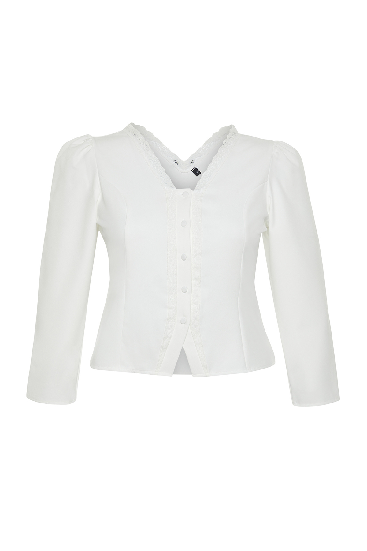 Trendyol Curve-V-Neck White Lace Plus Size Blouse - TBBSS24AF00091 7