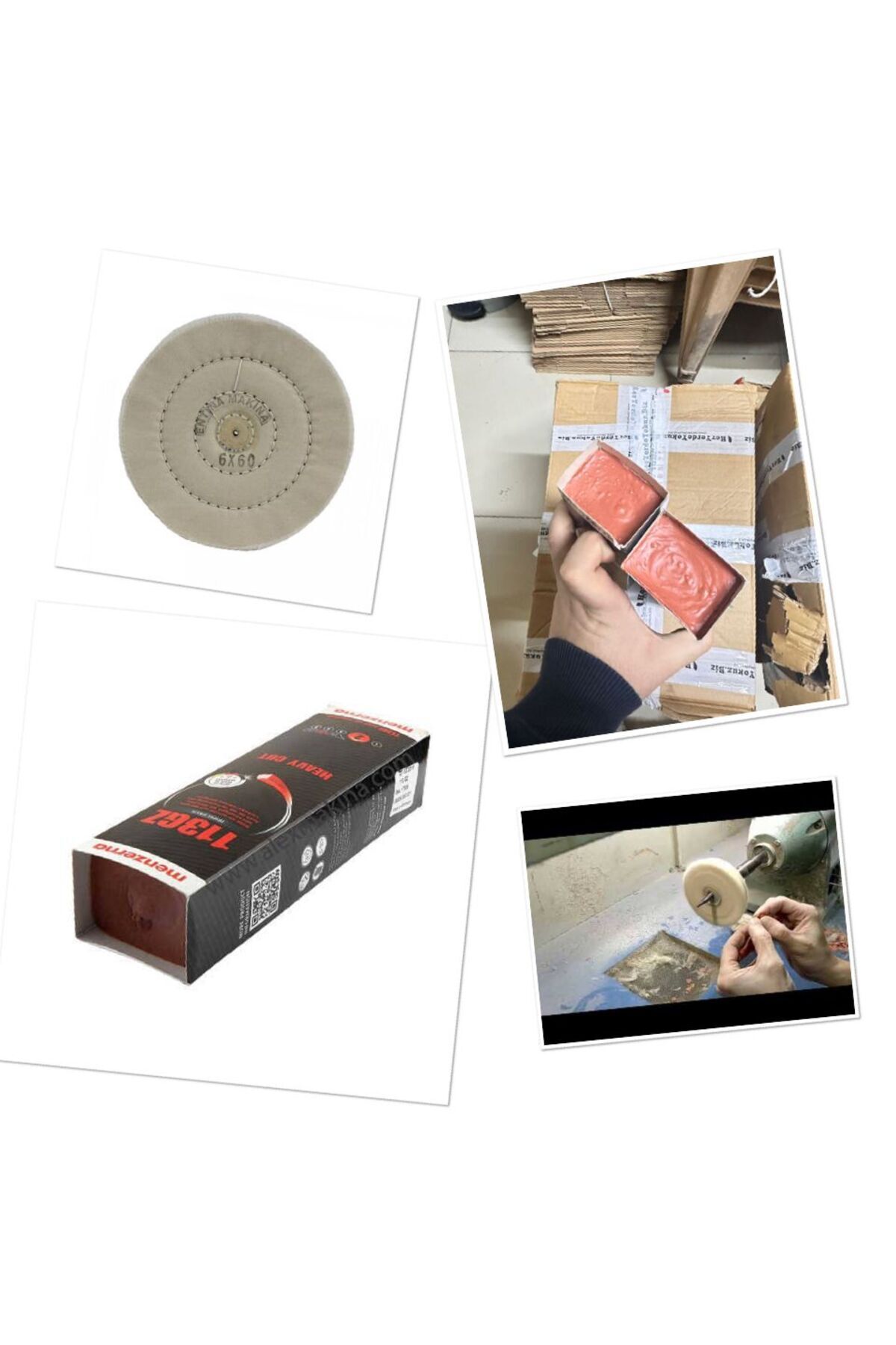 SENBANG Kırmızı Cila Ve Dikişli 150 Mm Polisaj Keçesi