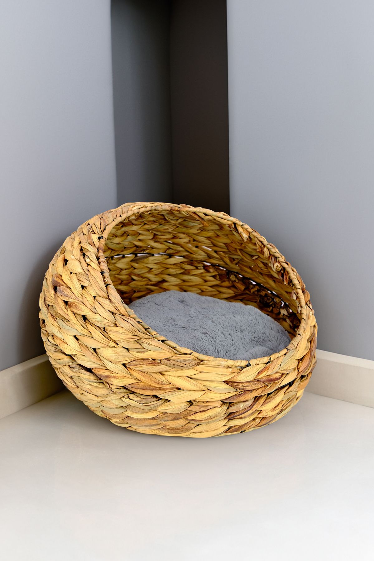 Digithome-Wicker Cat and Dog Bed with Inner Cushion 48 Cm Brown - CL-4034 C1-1-121 3
