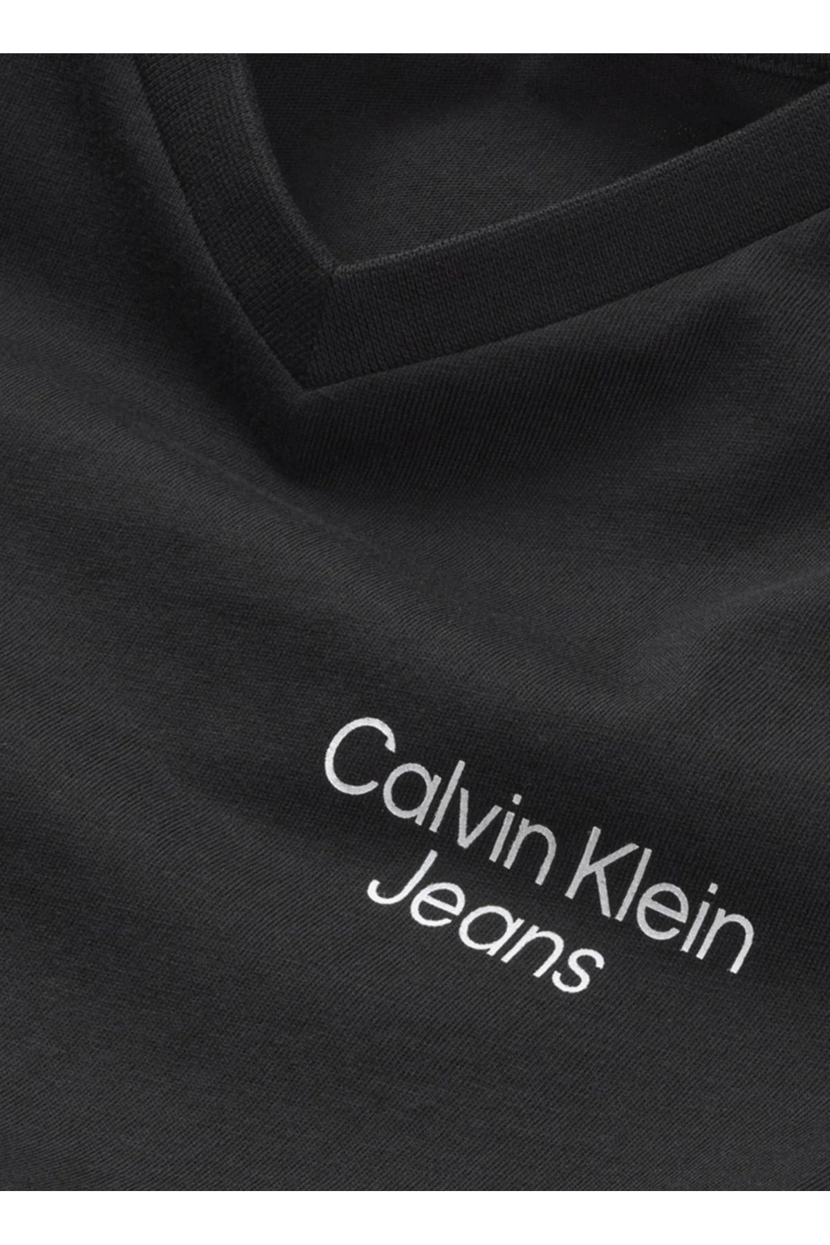 تی شرت مشکی مردانه سیاه CKJ Logo V Neck Calvin Klein