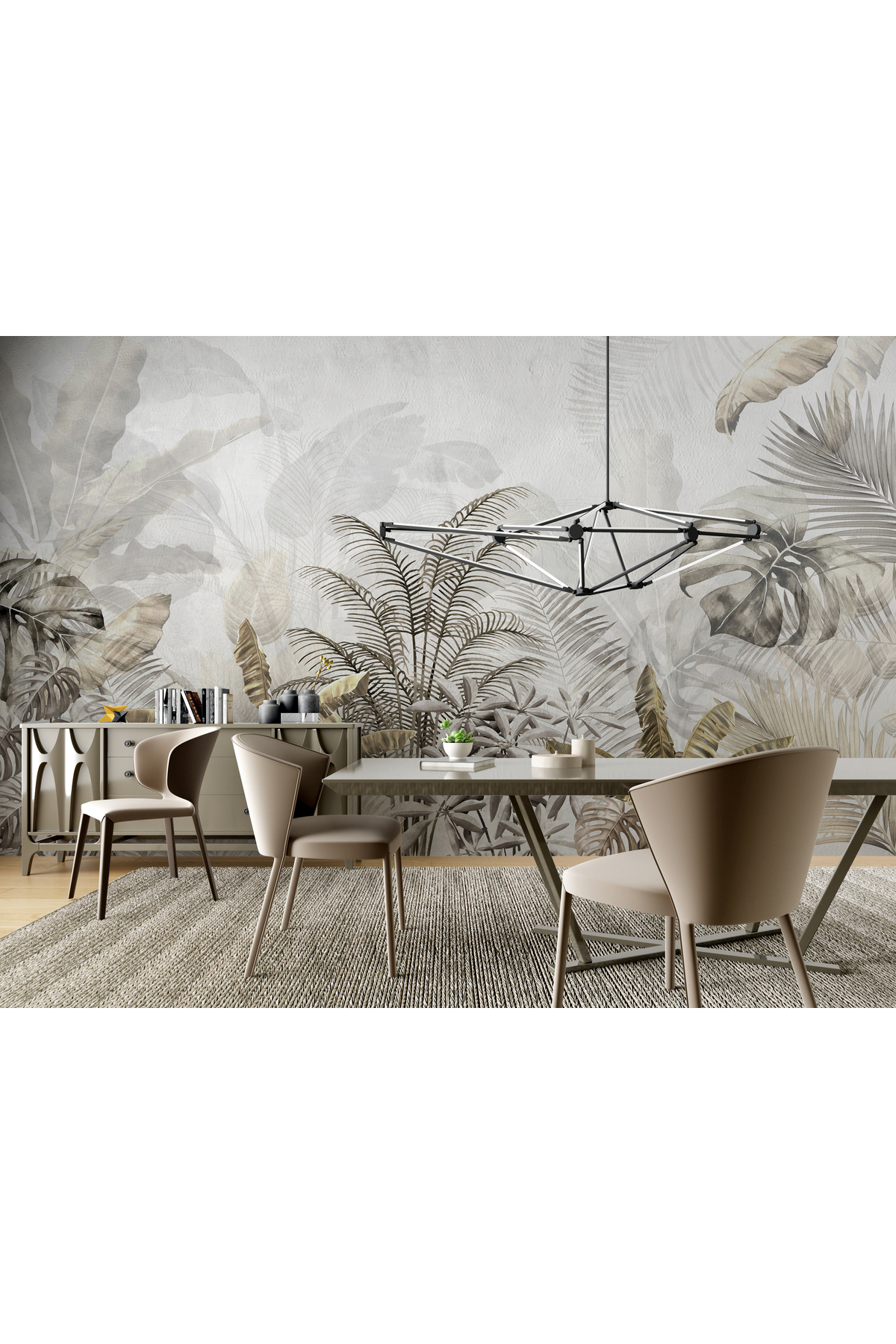 Roy Stuart Design StuArt Design Altın Tropikal Bitki Desenleri Yemek Odası Duvar Kağıdı ...