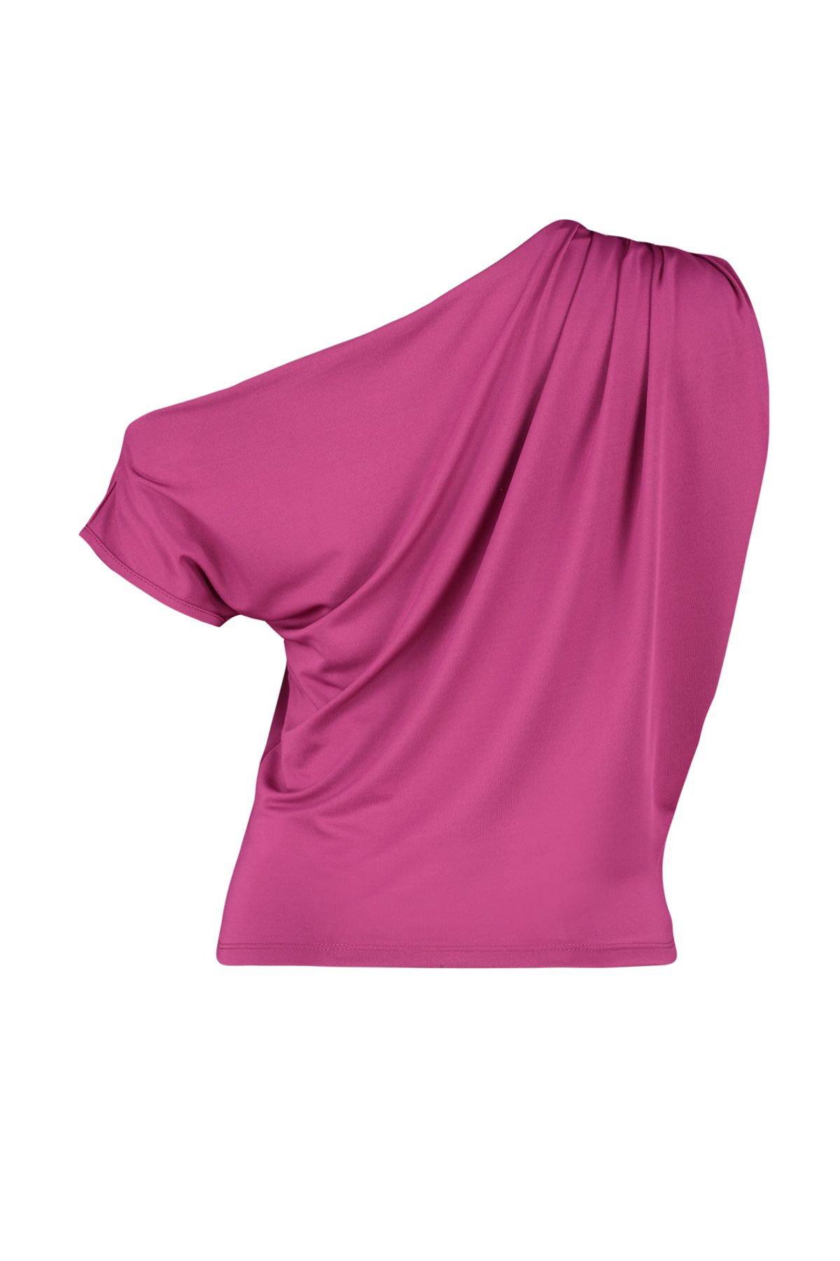 Trendyol Collection-Fuchsia Regular/Normal Fit Asymmetrischer Ausschnitt Zero Sleeve Stretchy Strickbluse mit Druckknöpfen TWOSS24BZ00396 8