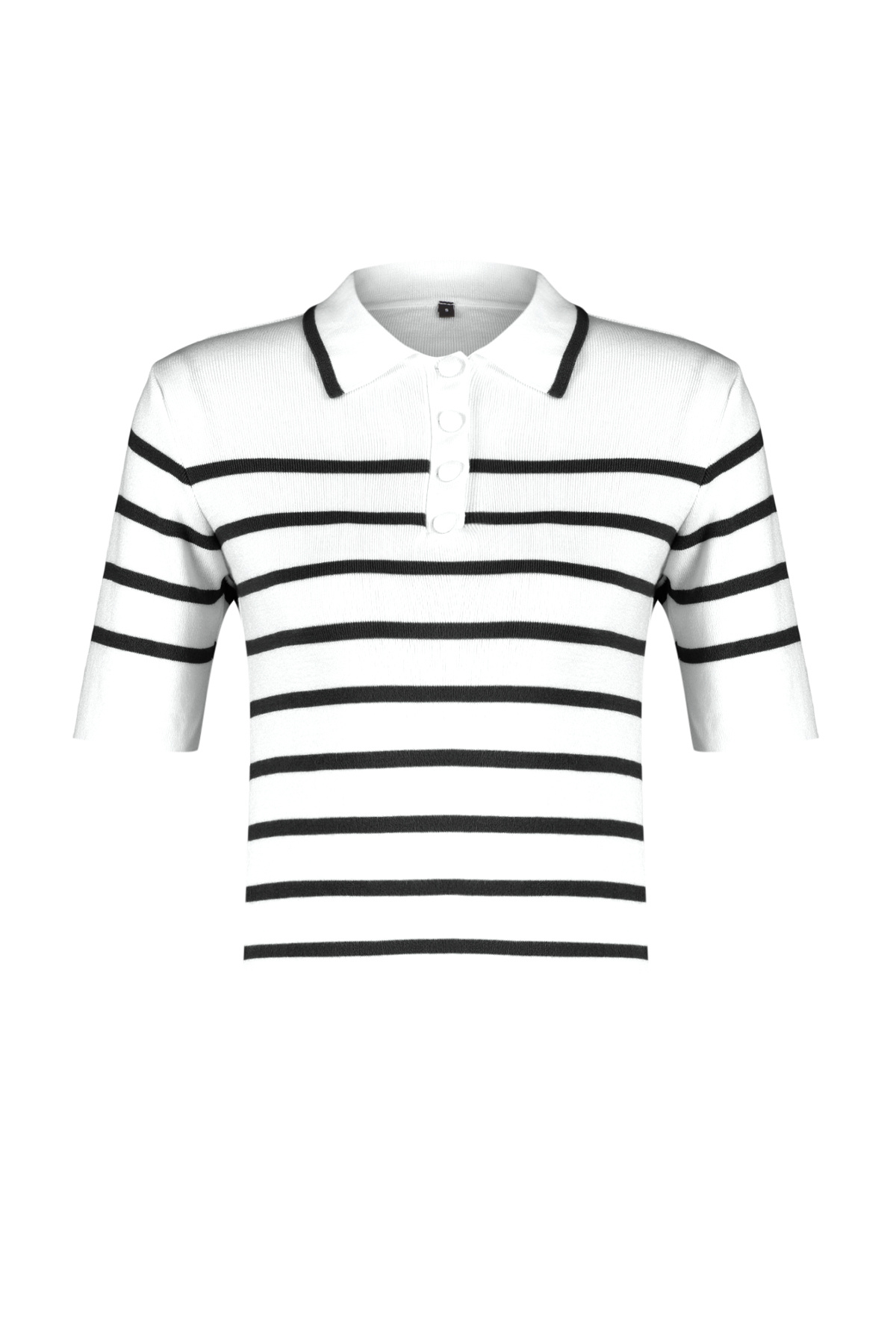 Trendyolmilla  Ekru Premium Kalite Polo Yaka Çizgili Triko Kazak TWOSS24KZ00048 - Görsel 7