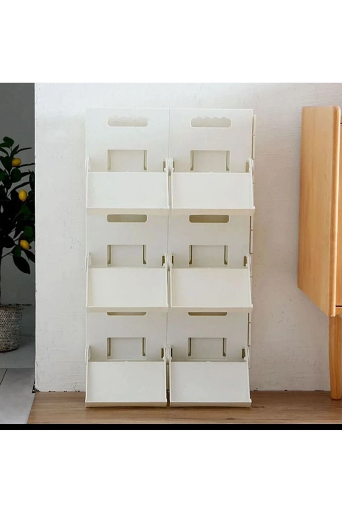 Bayev-Lyon Cream 9 Pieces Shoes - Shelf Vertical and Stackable Multi-Layer Space-Saving 4