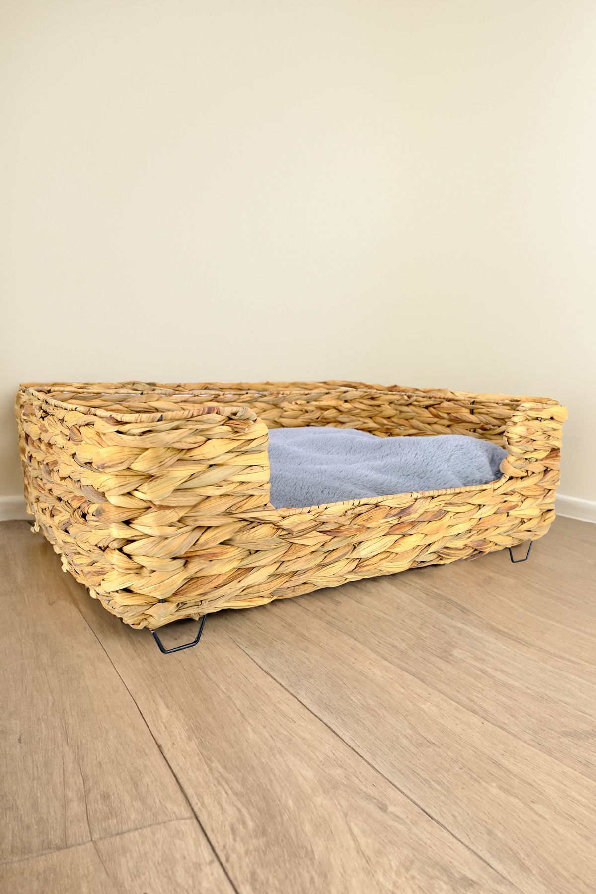 Digithome-Wicker Rectangular Cat and Dog Bed with Inner Cushion 60.5 Cm Brown - CL-4038 C1-1-121 3