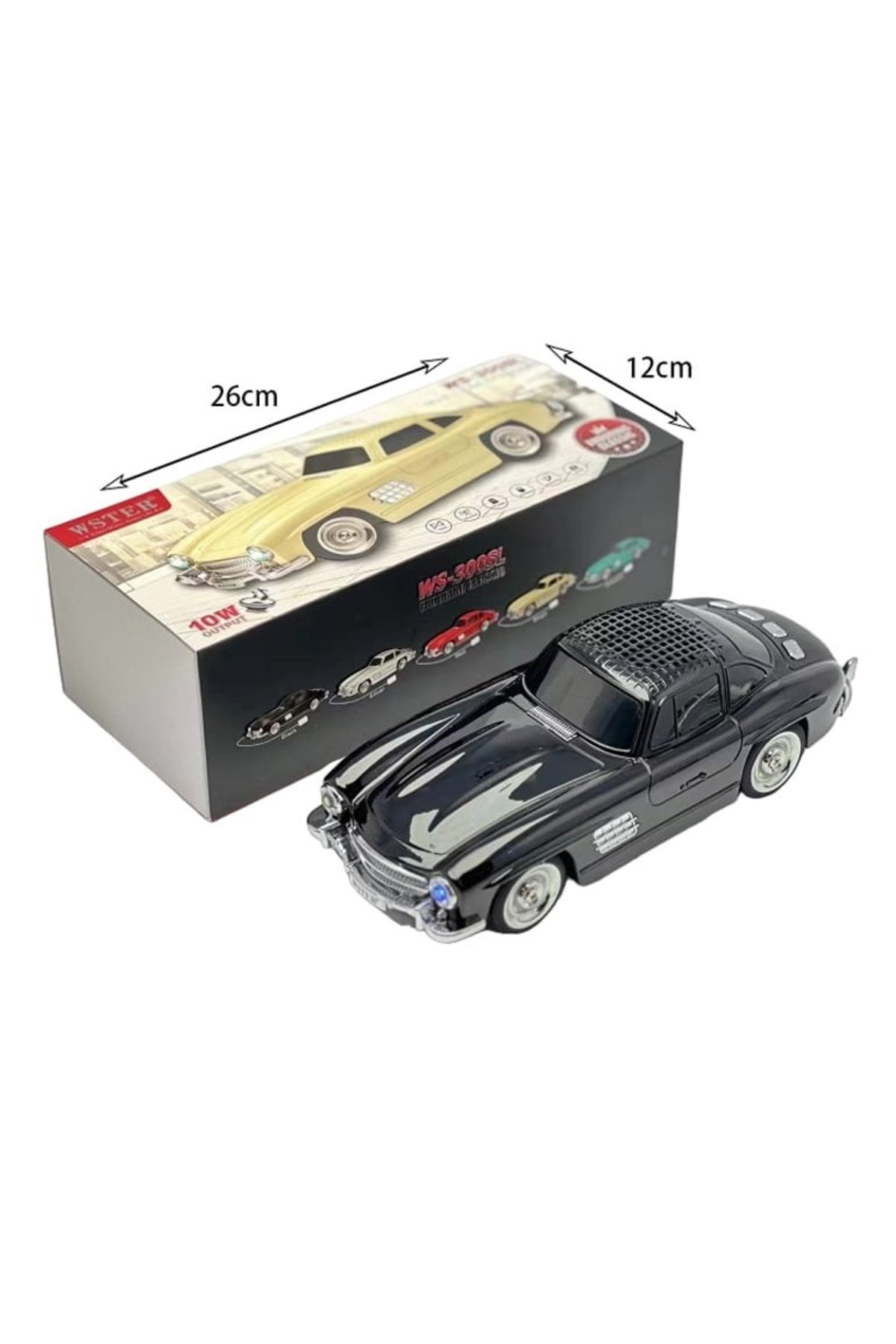 Klasik 300Sl Model Araba Bluetooth Hoparlör Mp3 Müzikçalar Led Işıklı Şarjlı Speaker Gümüş #3