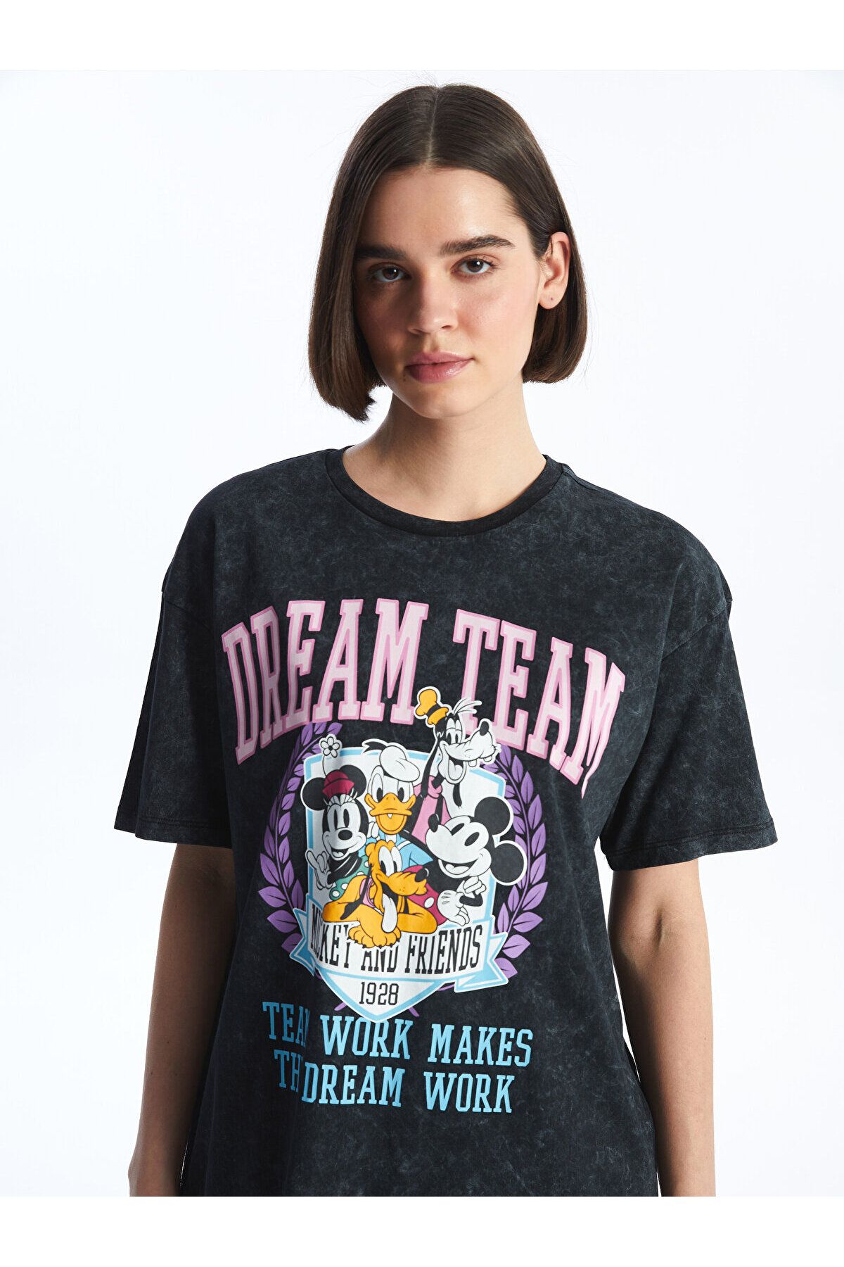 LC Waikiki-Mickey Mouse Printed Women's T-Shirt - Crew Neck, Short Sleeve 2