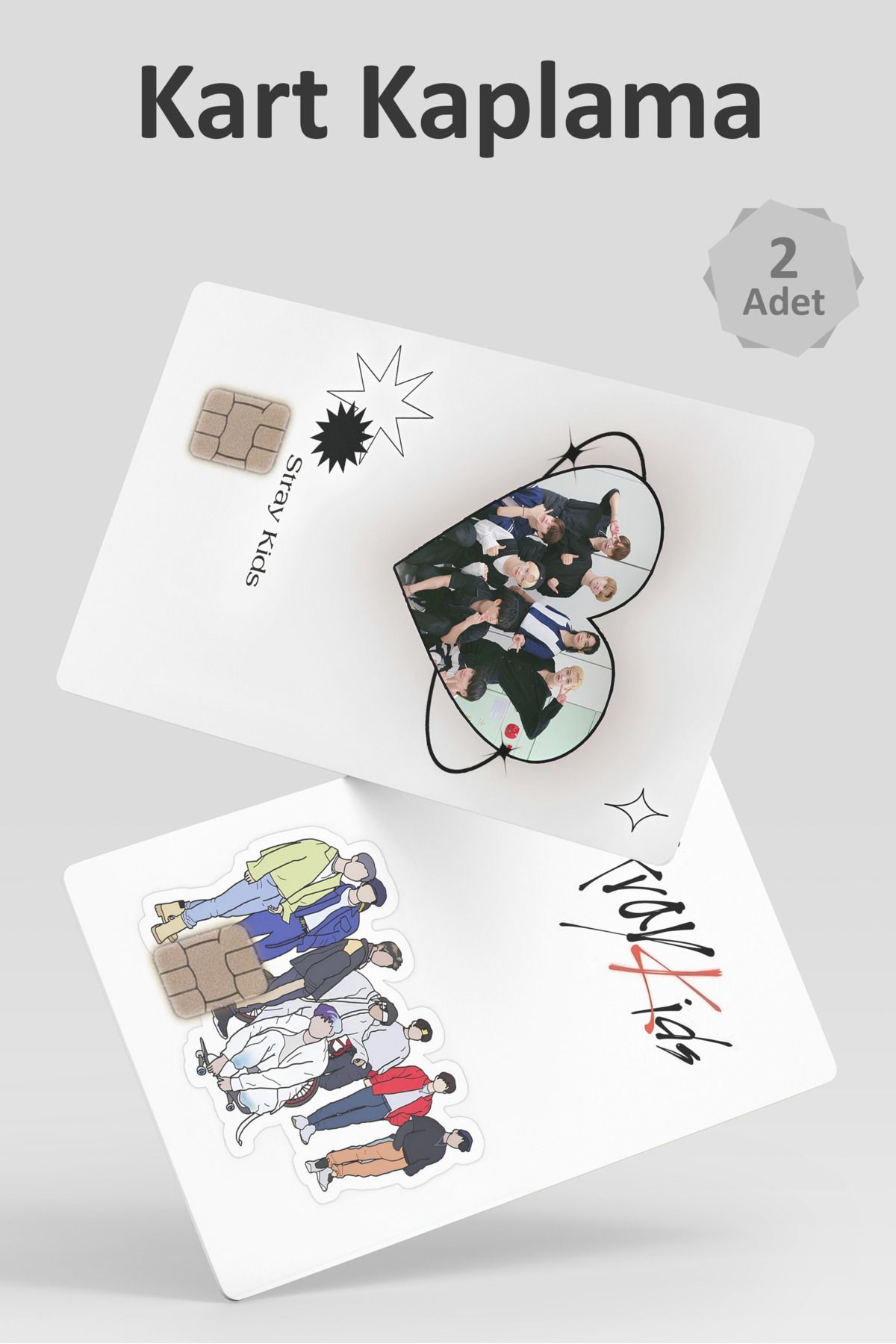 deer art Straykids Tematică 2 Bucăți Autocolant Pentru Acoperirea Cardului De Credit/debit - One Size