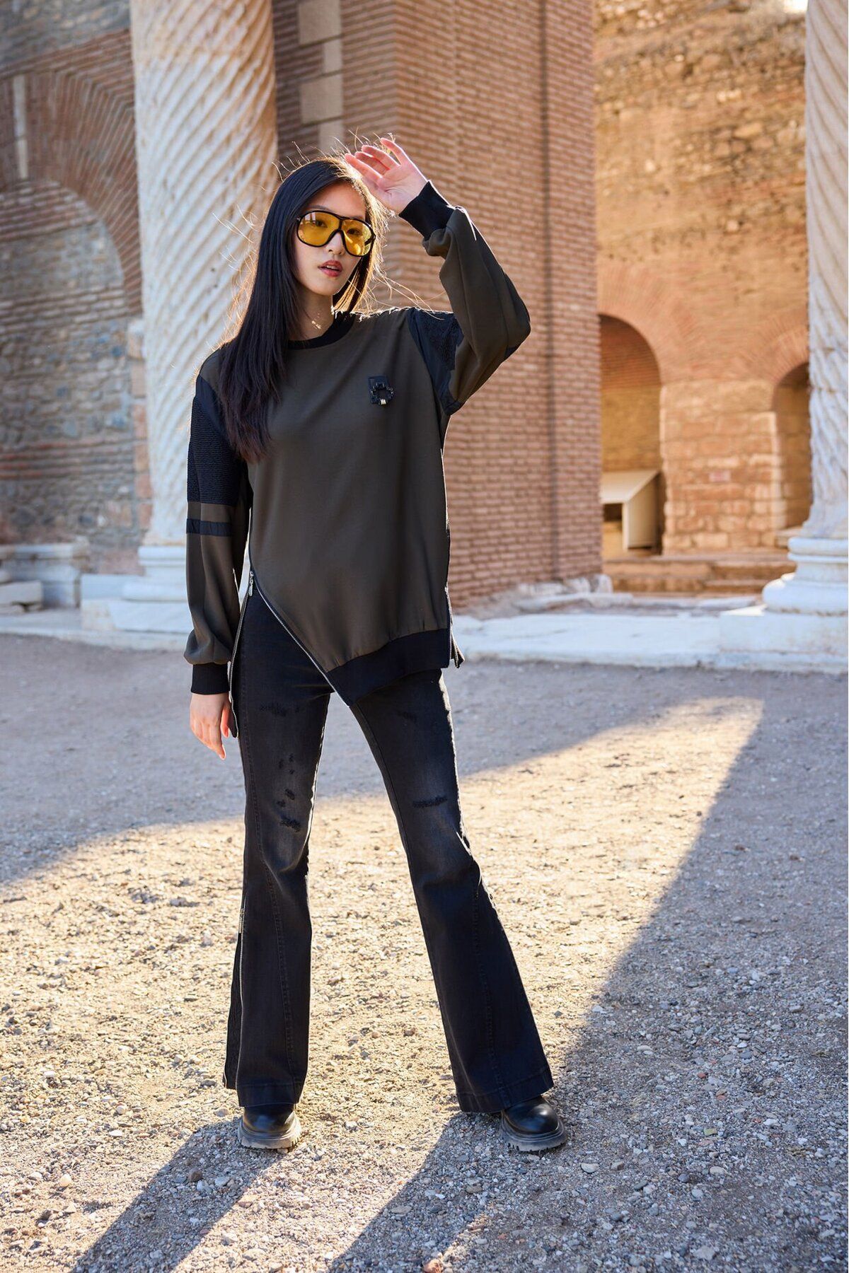 MissWhence-32007 Model Side Zipper Blouse 6