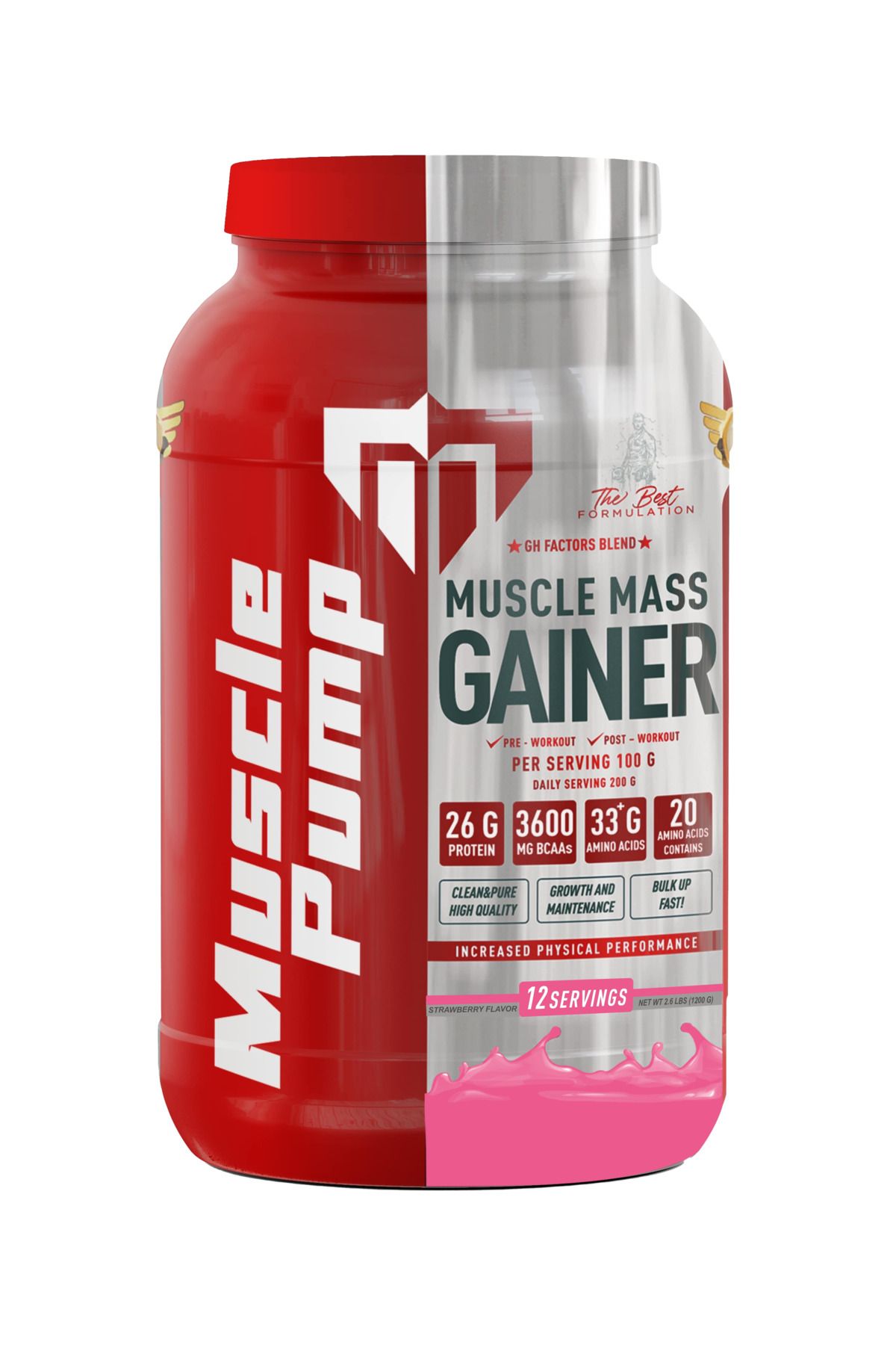 MUSCLE PUMP Muscle Mass Gainer Çilek 1200 Gr