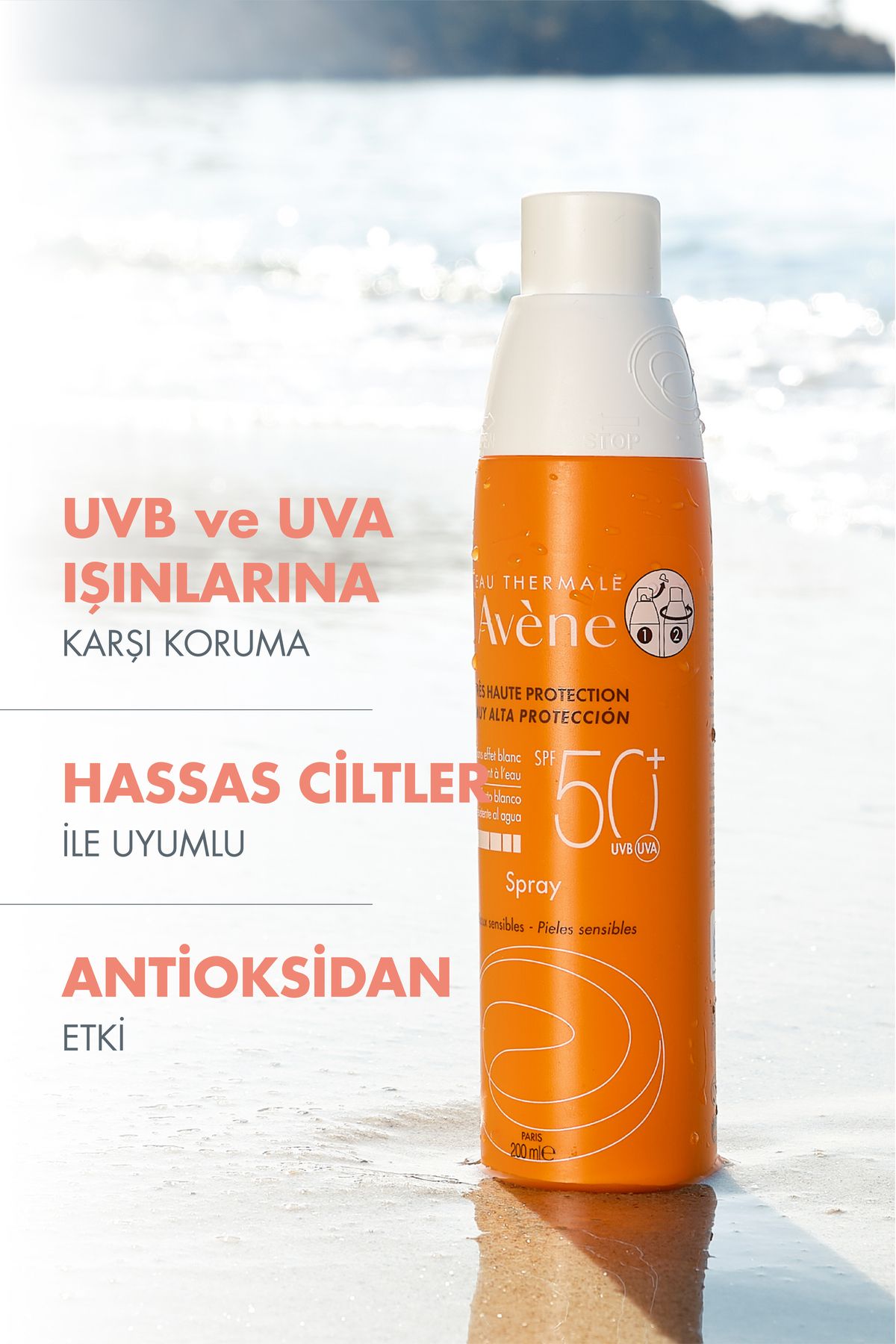 اسپری محافظ بدن با SPF 50+ مناسب برای انواع پوست 200 میلی لیتر Avene