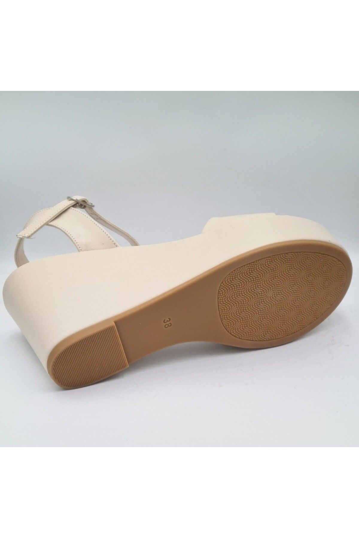 ESSTİİ-Esstii 400 Beige Wedge Heeled Platform Women's Evening Dress Sandals - 9cm 6