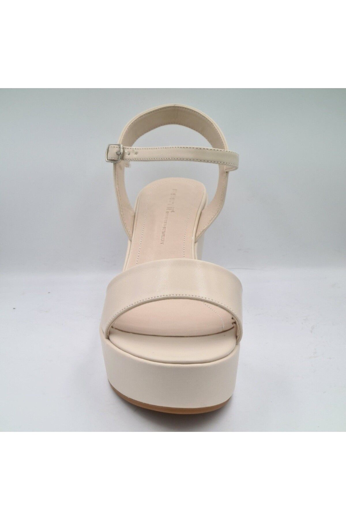 ESSTİİ-Esstii 400 Beige Wedge Heeled Platform Women's Evening Dress Sandals - 9cm 5