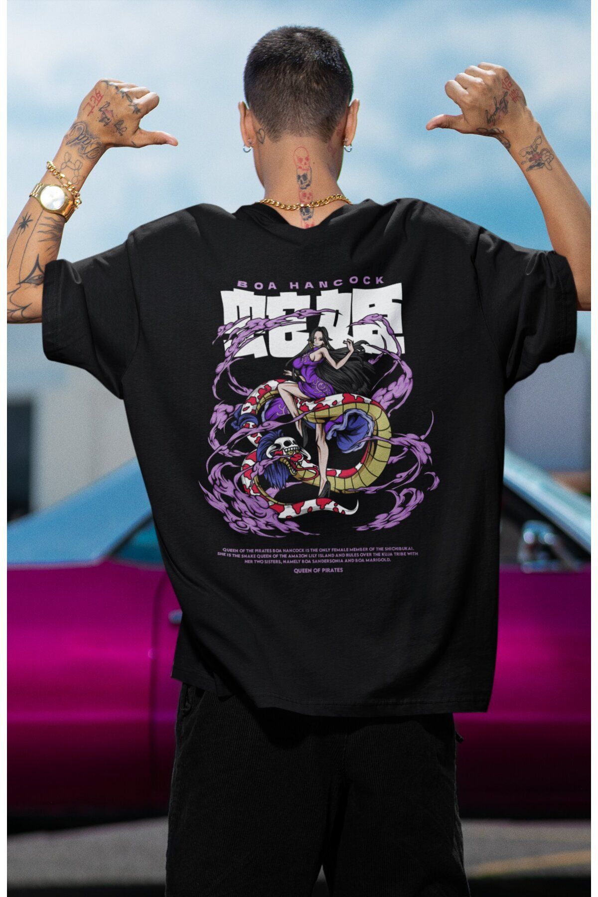 CNGZSHOP Oversize One Piece Boa Hancock Back Printed T shirt Unisex Anime Printed T shirt Trendyol