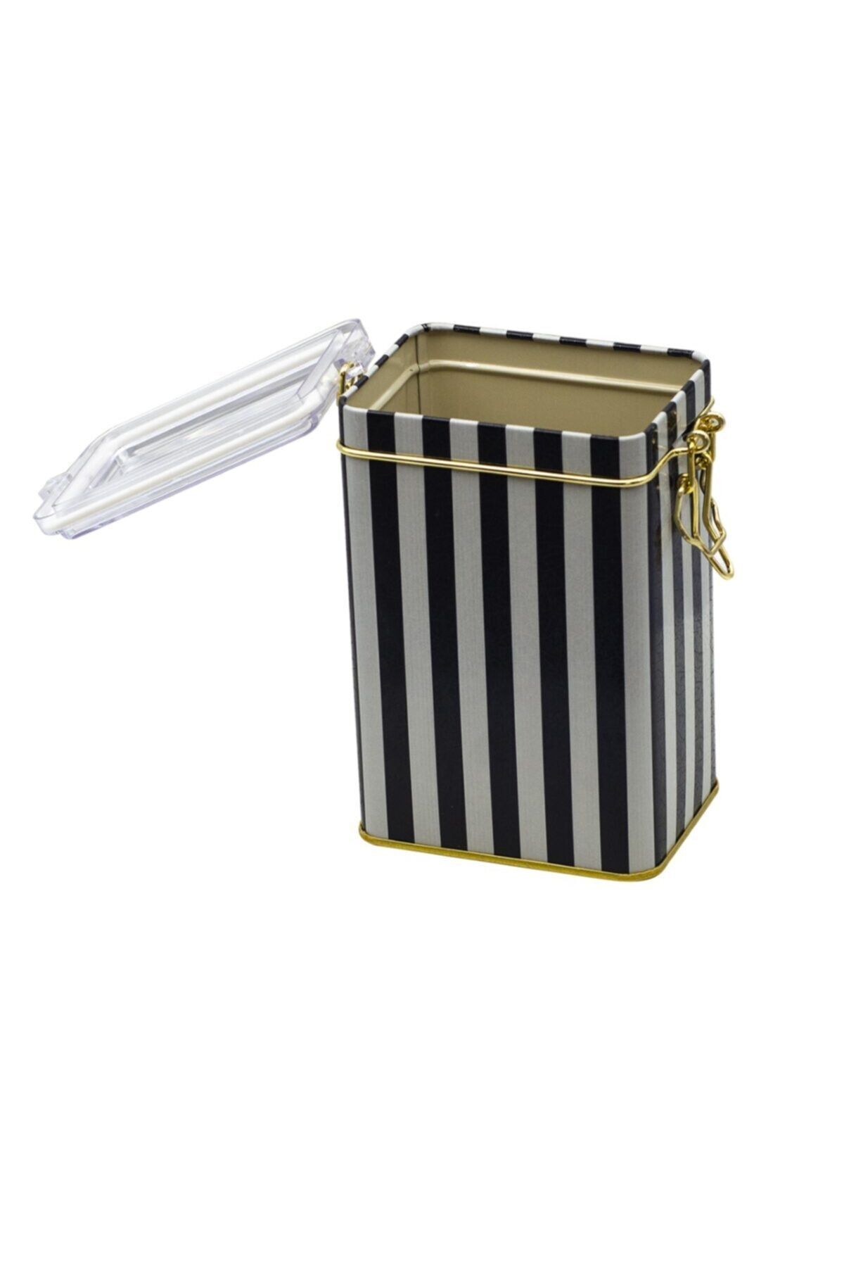 EVLE-Ef043-l8 Line Black (DİKEY) Patterned Rectangular Metal Storage Container 8x10 Cm 5