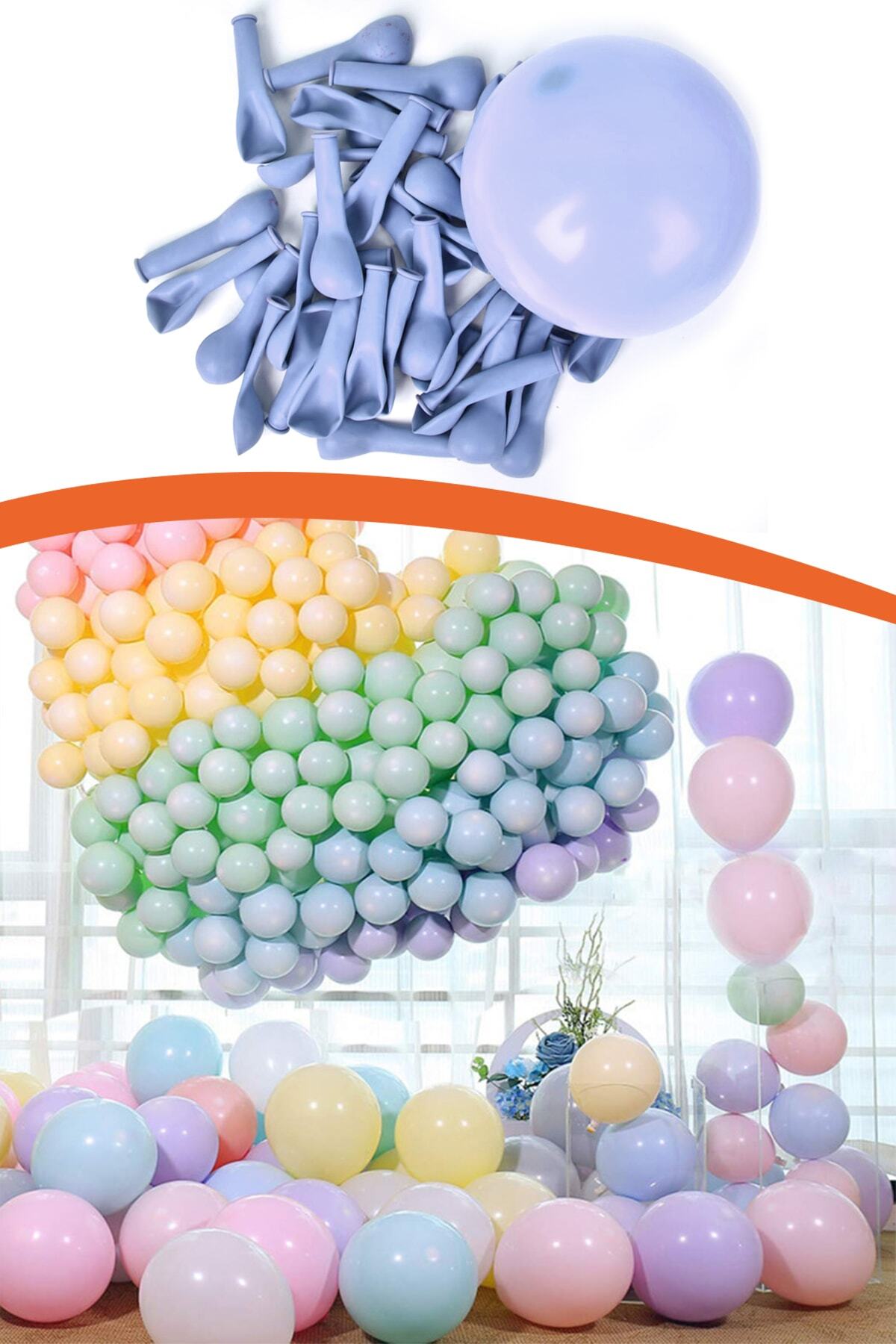 Kazanabil-20 Pack Macaron Soft Color Party Balloon Blue 1