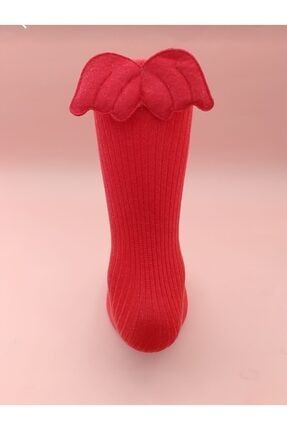 Çocuk Melek Kanatlı Kız Bebek Kırmızı Diz Altı Çorap KAR-MÇ-KAR3