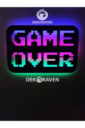 Game Over Led Işıklı Ahşap Tablo gow1