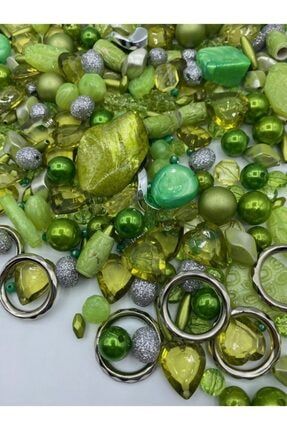 Bileklik,kolye,anahtarlık,takı Yapımı Için Yeşil Renk Karışık Plastik Boncuk (250 Gram) YESILKARISIKBONCUK