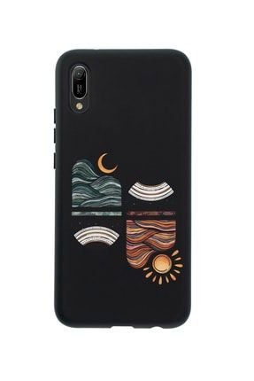 Huawei Y6 2019 Uyumlu Sunset Wave Premium Silikonlu Siyah Telefon Kılıfı MCHY619LSNSTW