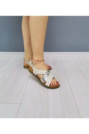 Hakiki Deri Anatomik Taban Çift Renk Rahat Giyim Sandalet 001-85 CSD001-85