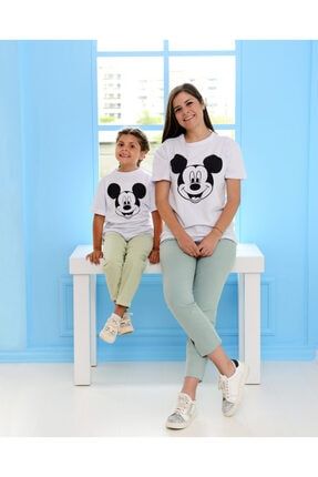 Eylul Elif Butik Mickey Mouse Tshirt Yetişkin Çocuk Kombinler (anne - Çocuk Ayrı Satılmakta) MİCKEY02