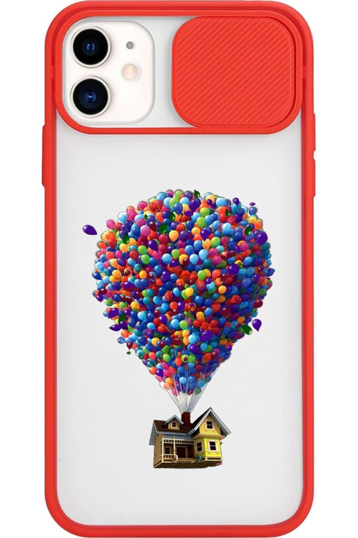 Iphone 12 Pro Max Kılıf Sürgülü Lens Kamera Korumalı Kırmızı
