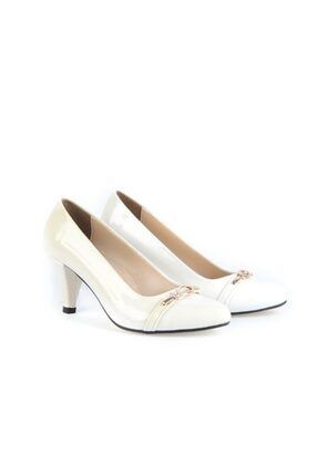 846-22 Beyaz 7cm Topuklu Kadın Ayakkabı AYC05191