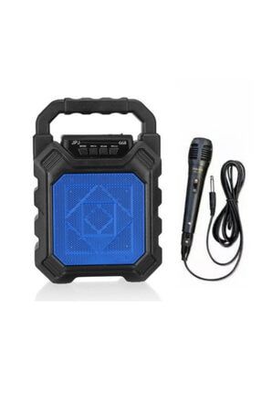 Bluetooth Hoparlör Kareokeli Kablosuz Speaker Mikrofon Hediyeli Işıklı Hoparlör Jpj 668 Mavi jpj 668