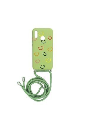Huawei P20 Lite Happy Smile Içi Kadife Boyun Askılı Kılıf Yeşil YHA066