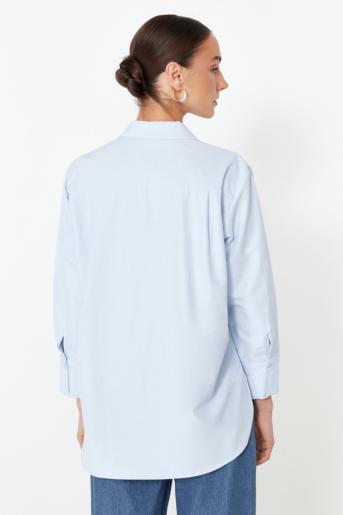 Trendyol Collection-Světle modrá Stone Detailed Woven Shirt - Regular Fit TWOSS24GO00069 6