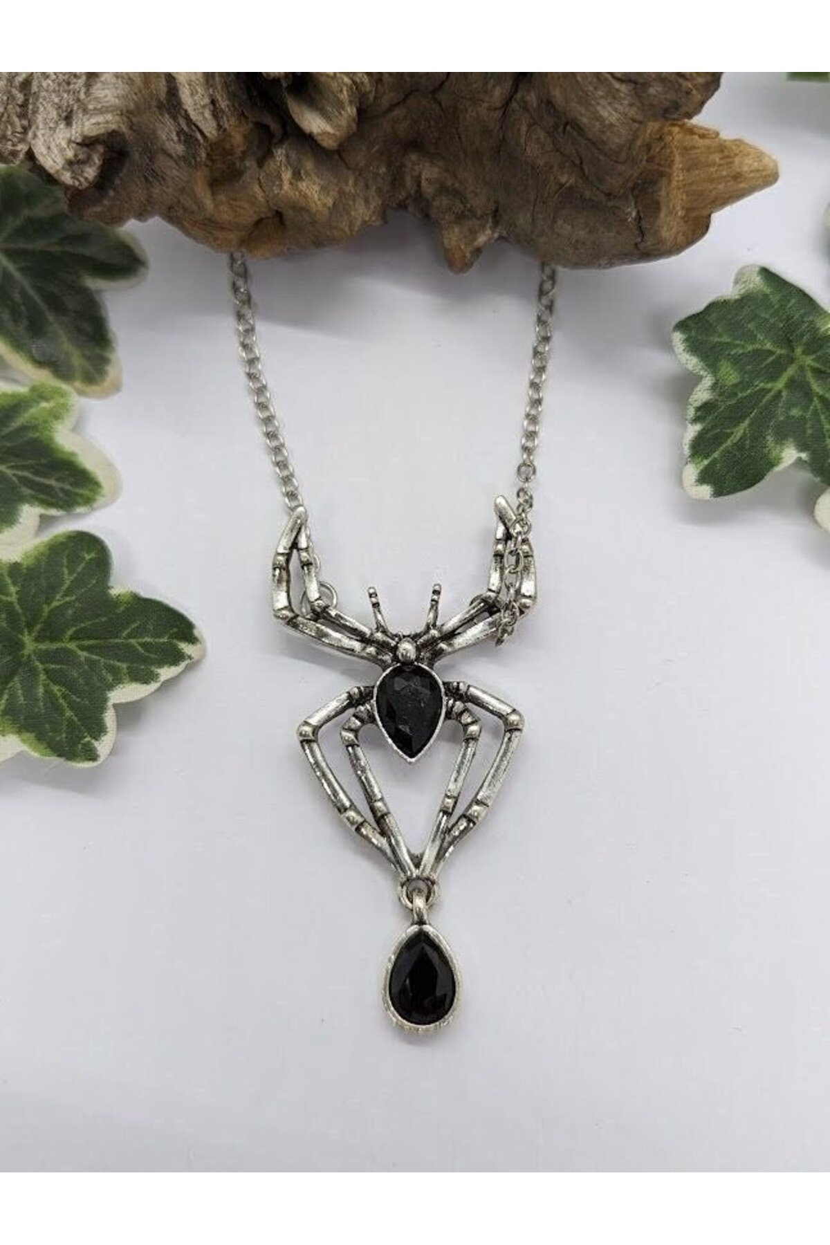 Herşey Nota Örümcek Spider Gotik Siyah Zarif Kolye