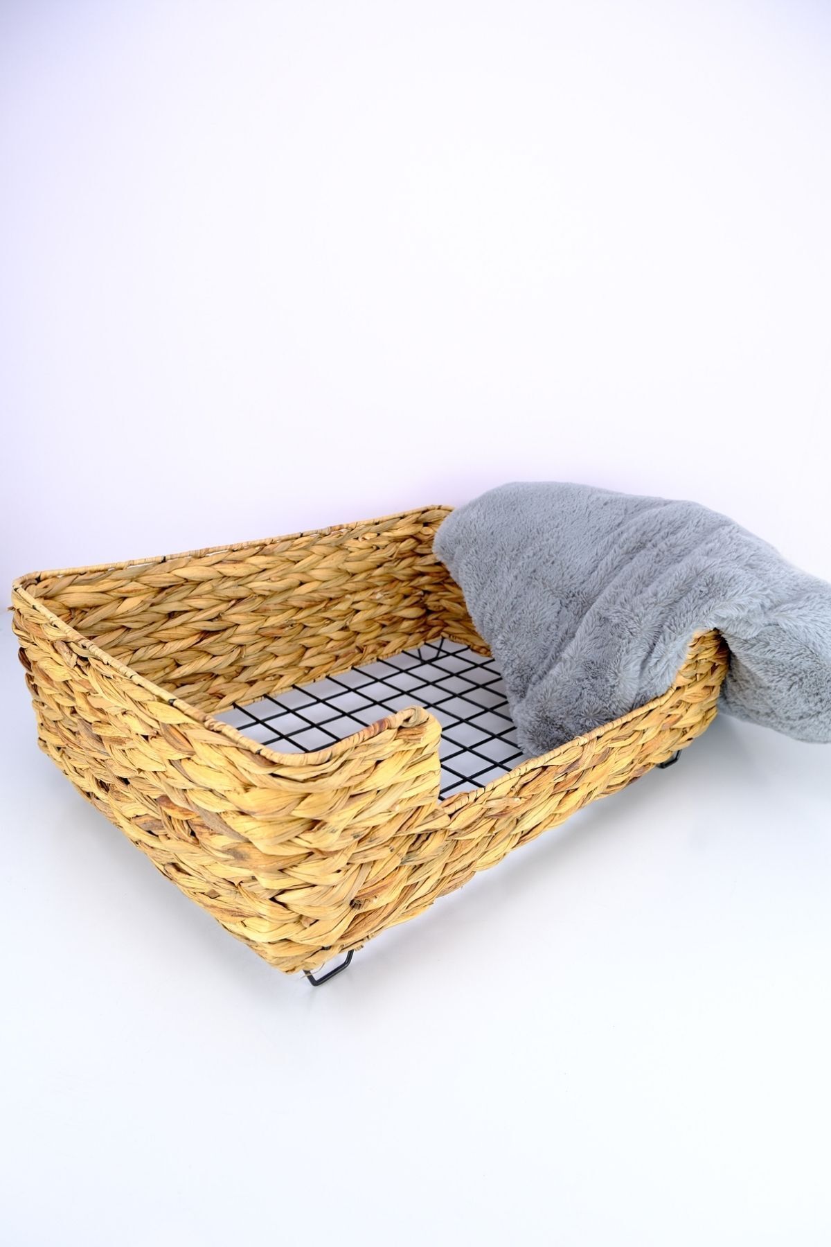 Digithome-Wicker Rectangular Cat and Dog Bed with Inner Cushion 60.5 Cm Brown - CL-4038 C1-1-121 5