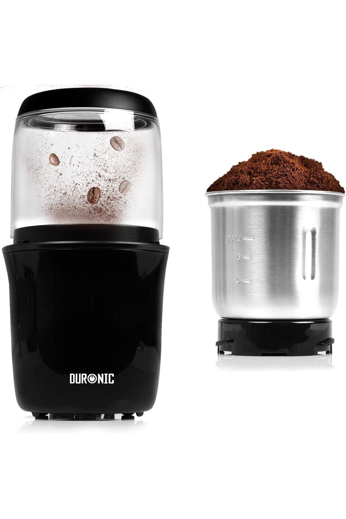 Duronic Elektrikli Bıçaklı Kahve Öğütücü - 75g Kapasite - Türk Kahvesi Espresso ve Filtre Kahve  için Ideal