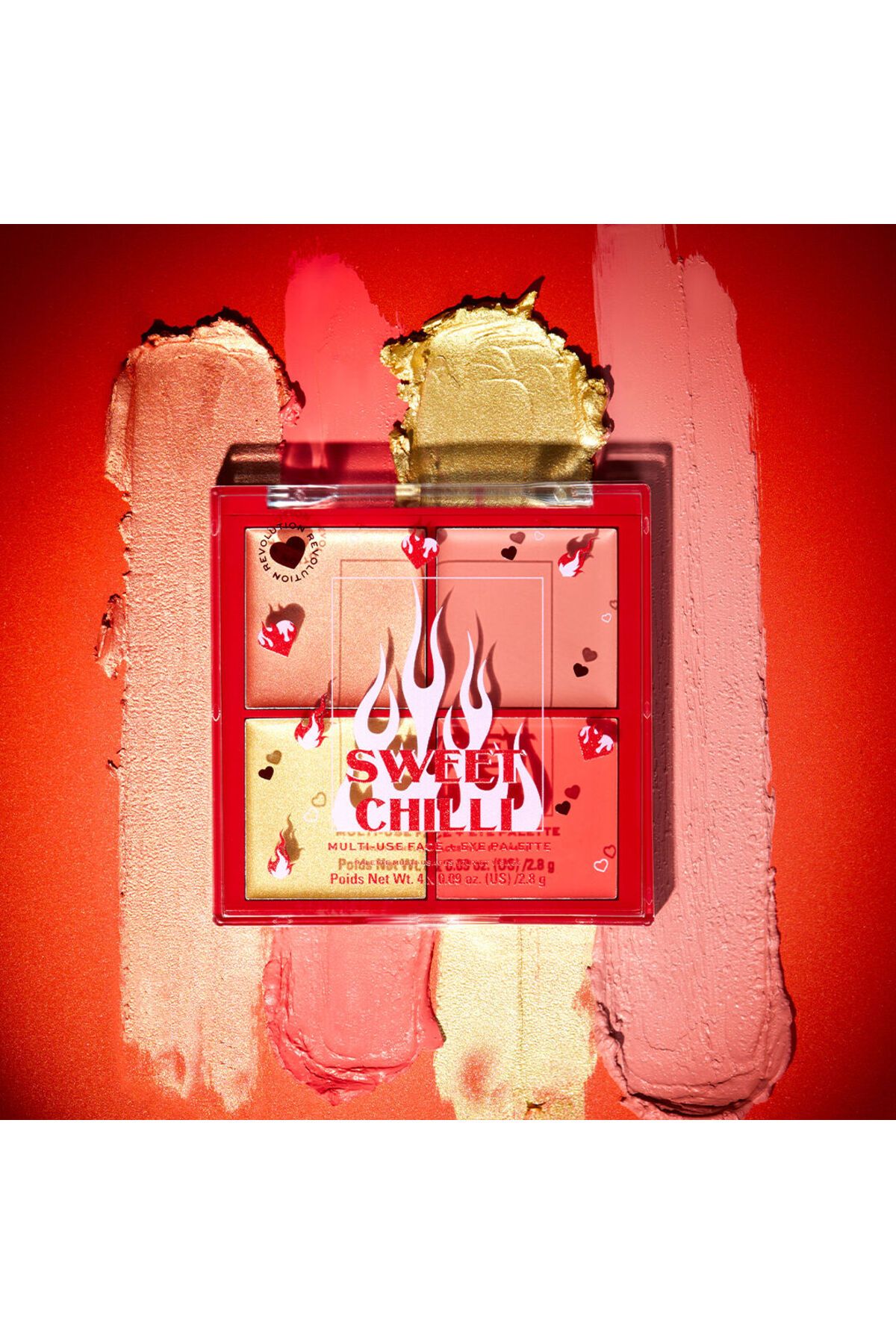 Sweet Chilli Cream Blush & Highlight Quad - کرم رژگونه و هایلایتر 4 تایی I Heart Revolution