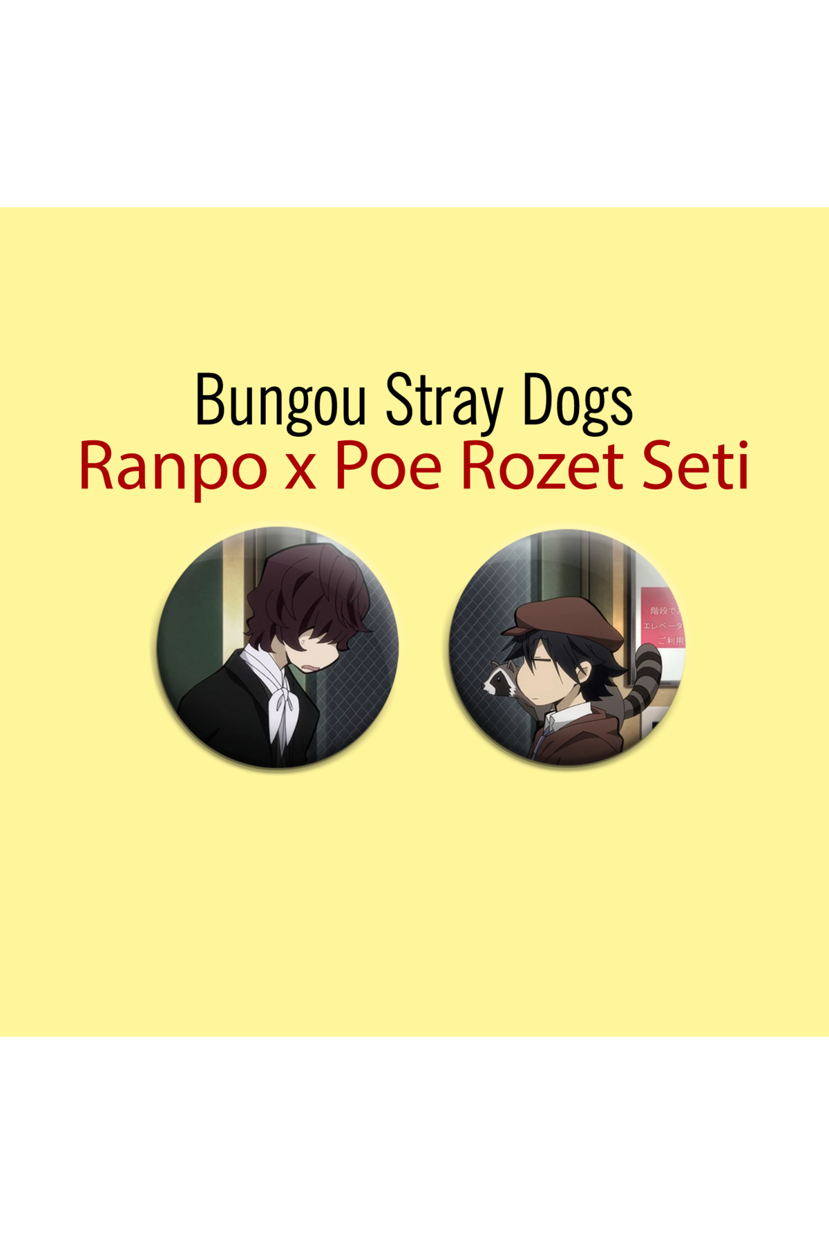 Dog Rozet Bs Akumastik Bungou Stray Dogs Ranpo x Poe 2li Çanta Süsü Rozet-İğneli ...