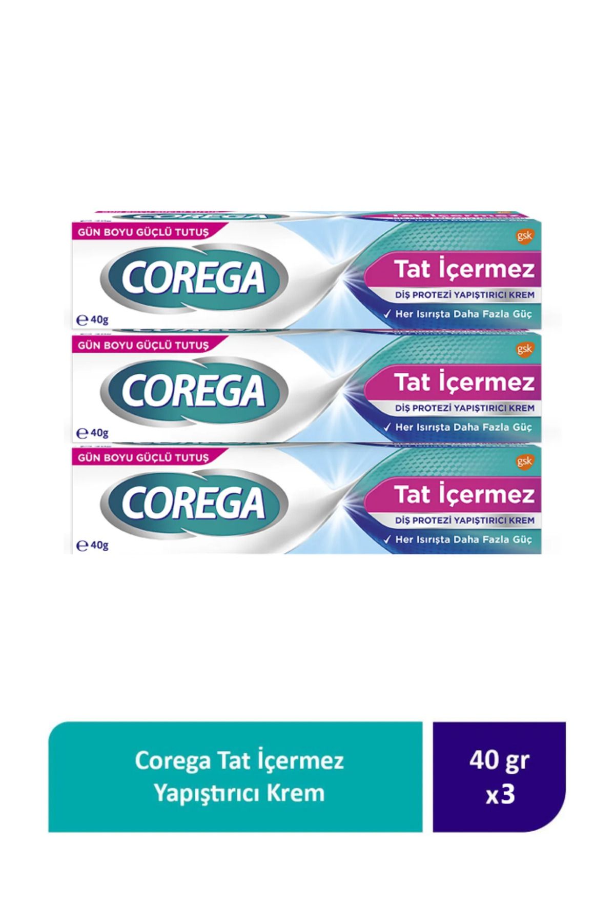 Corega Tat İçermez Diş Protezi Yapıştırıcı Krem 40g (3 Adet)