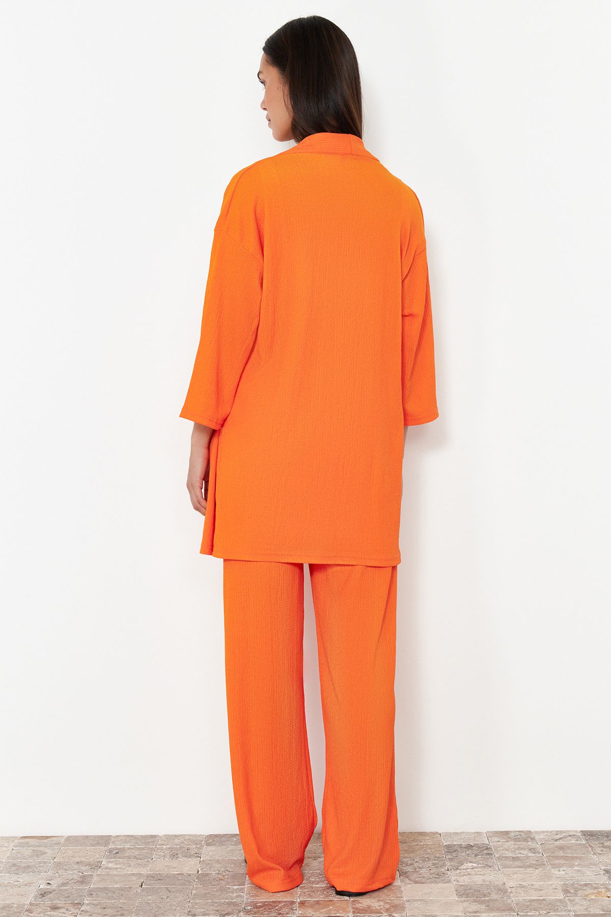 Trendyol Collection-Orange Knitted Relaxed Fit Kimona and Pants Set - TWOSS24AU00091 6