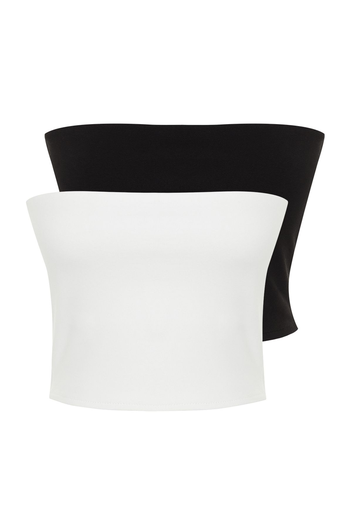 Trendyol Collection-Bluză neagră-ecru, 2 bucăți, crop, elastică, tricotată TWOSS24BZ00600 6