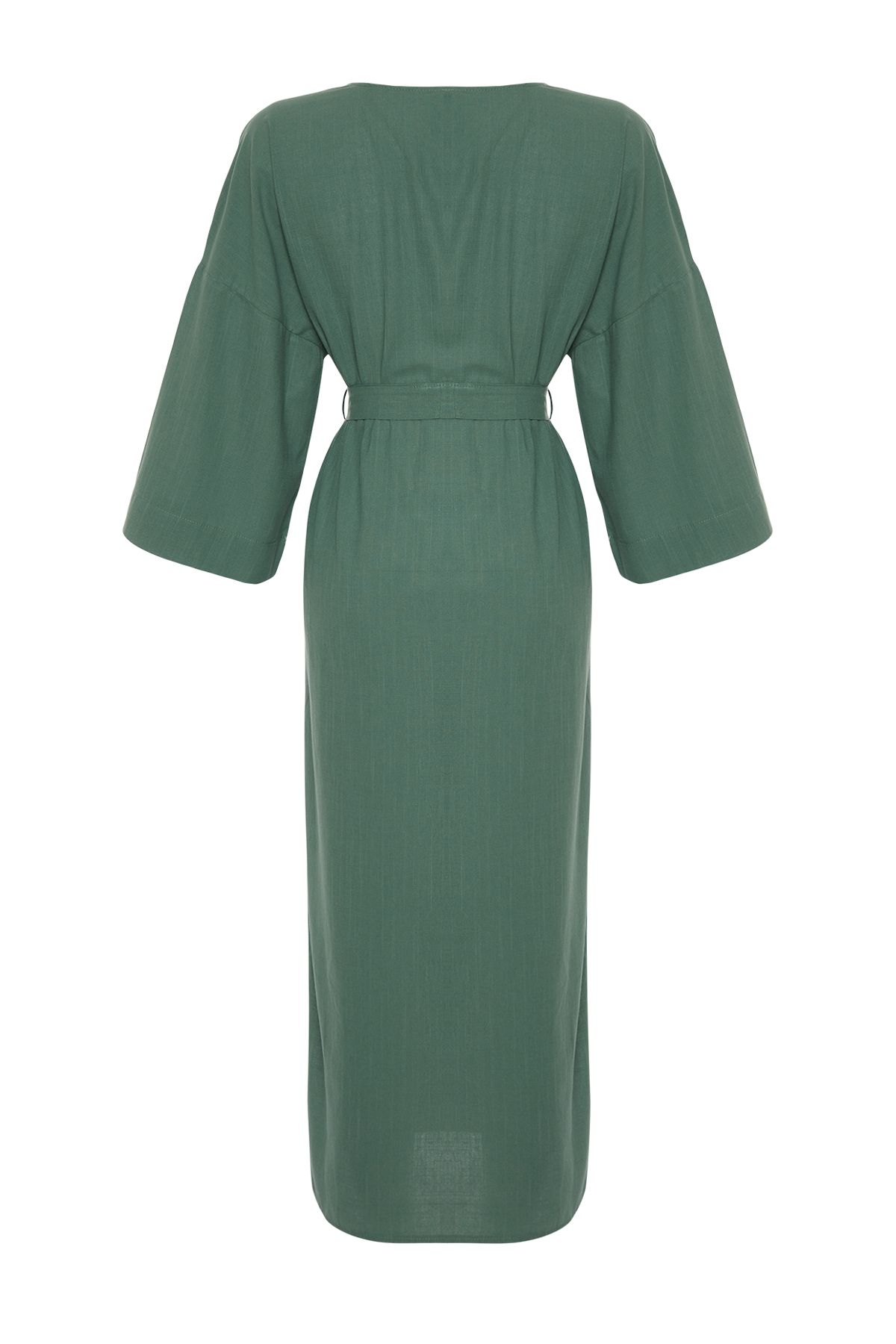 Trendyol Collection-Maxi-Strandkimono in Khaki mit Gürtel und Stickerei – TBESS24KM00068 10